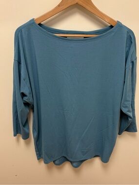 Athleta Relaxed Boatneck Top in Teal Blue